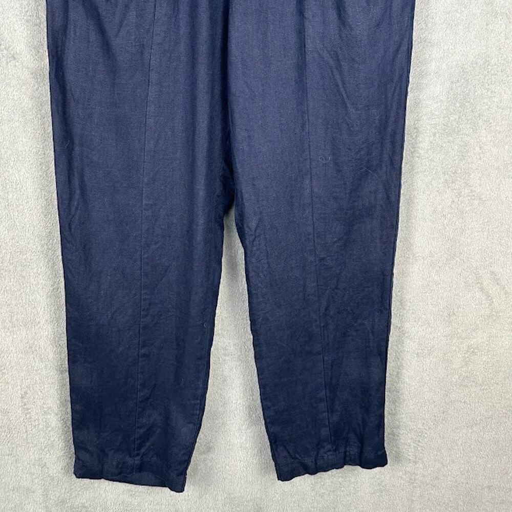 Quince Pants Women Small Navy European Linen Tapered Ankle Resort Coastal Preppy - Picture 3 of 14